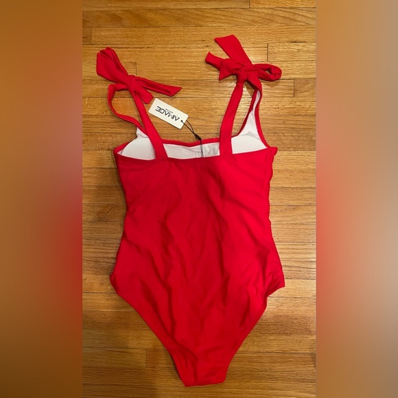 Aimage S Vibrant Red One-Piece Swimsuit - Picture 2 of 4